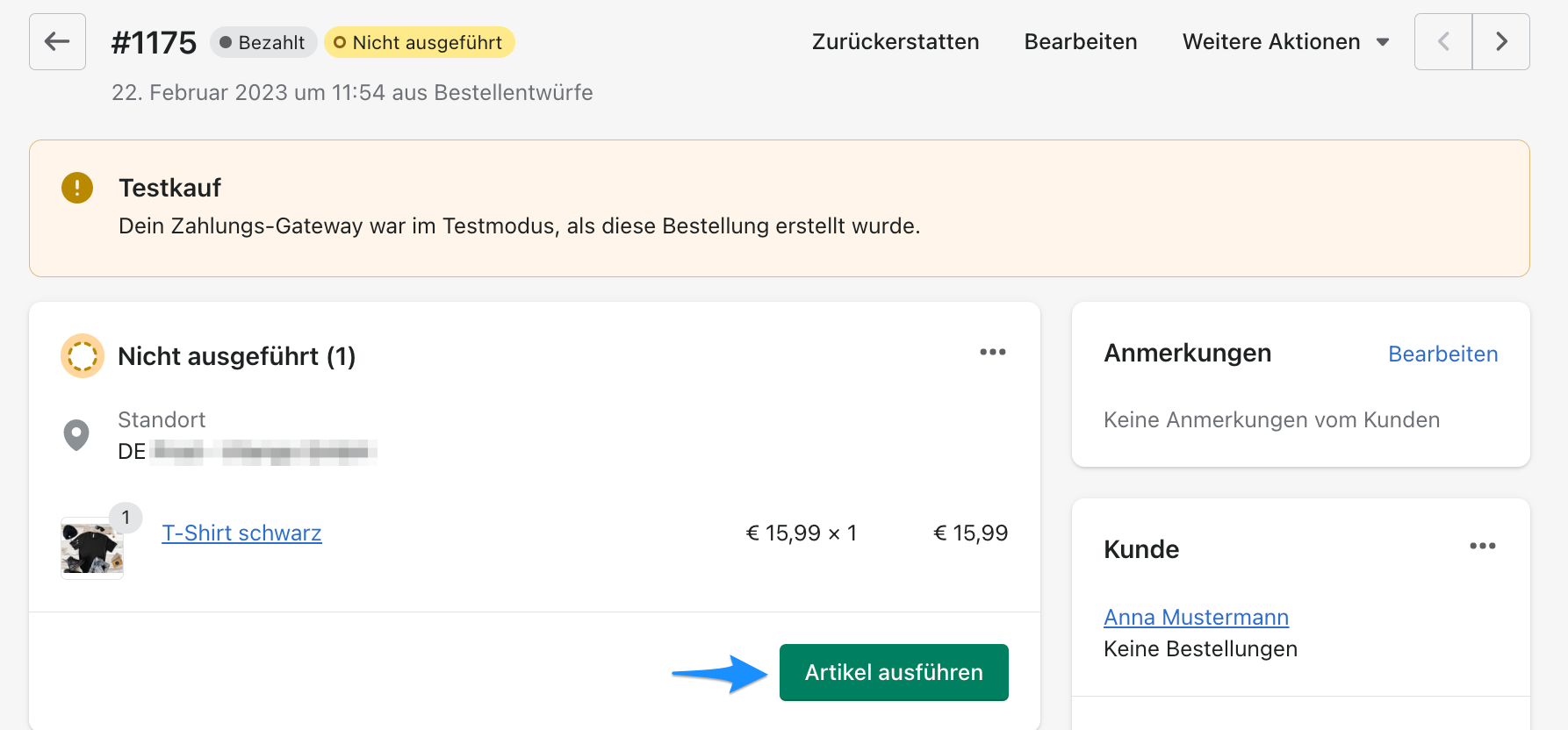 Fulfillment erstellen Fulfillment erstellen