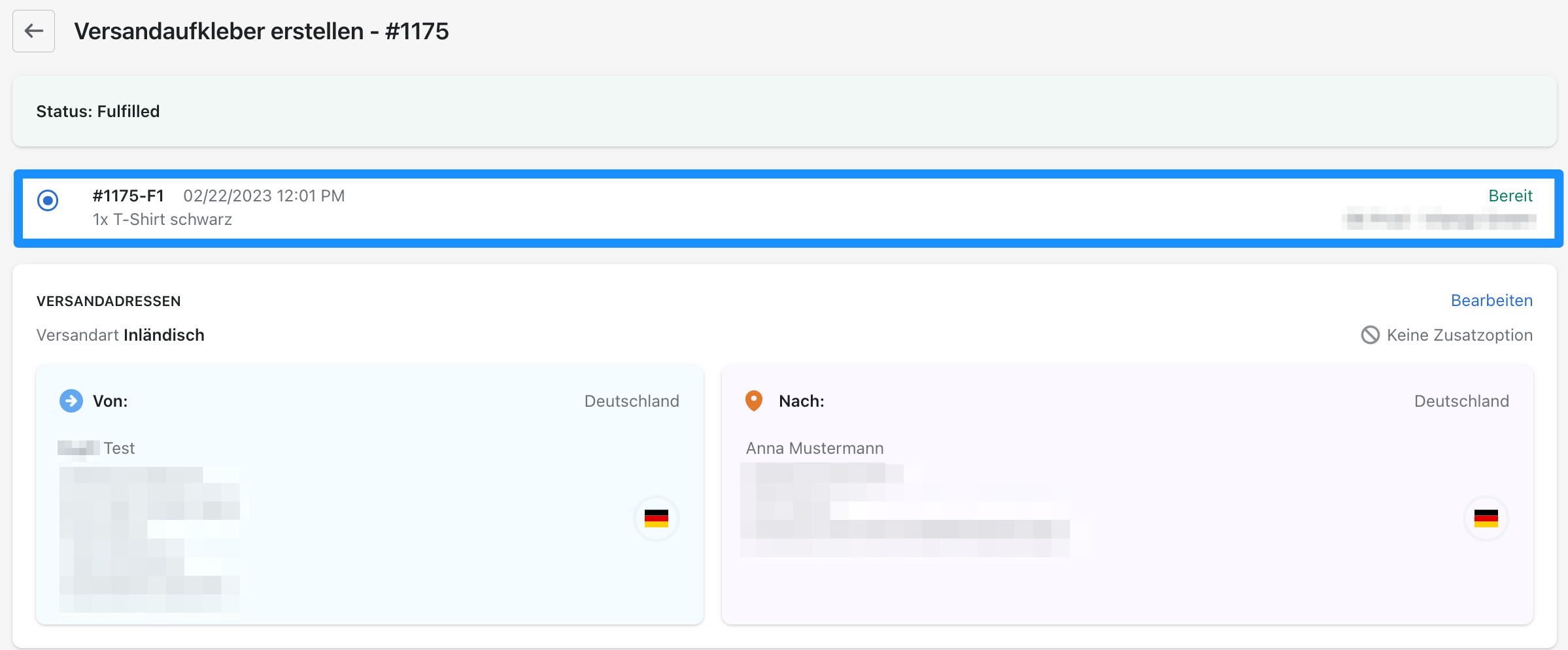 Versandlabel erstellen