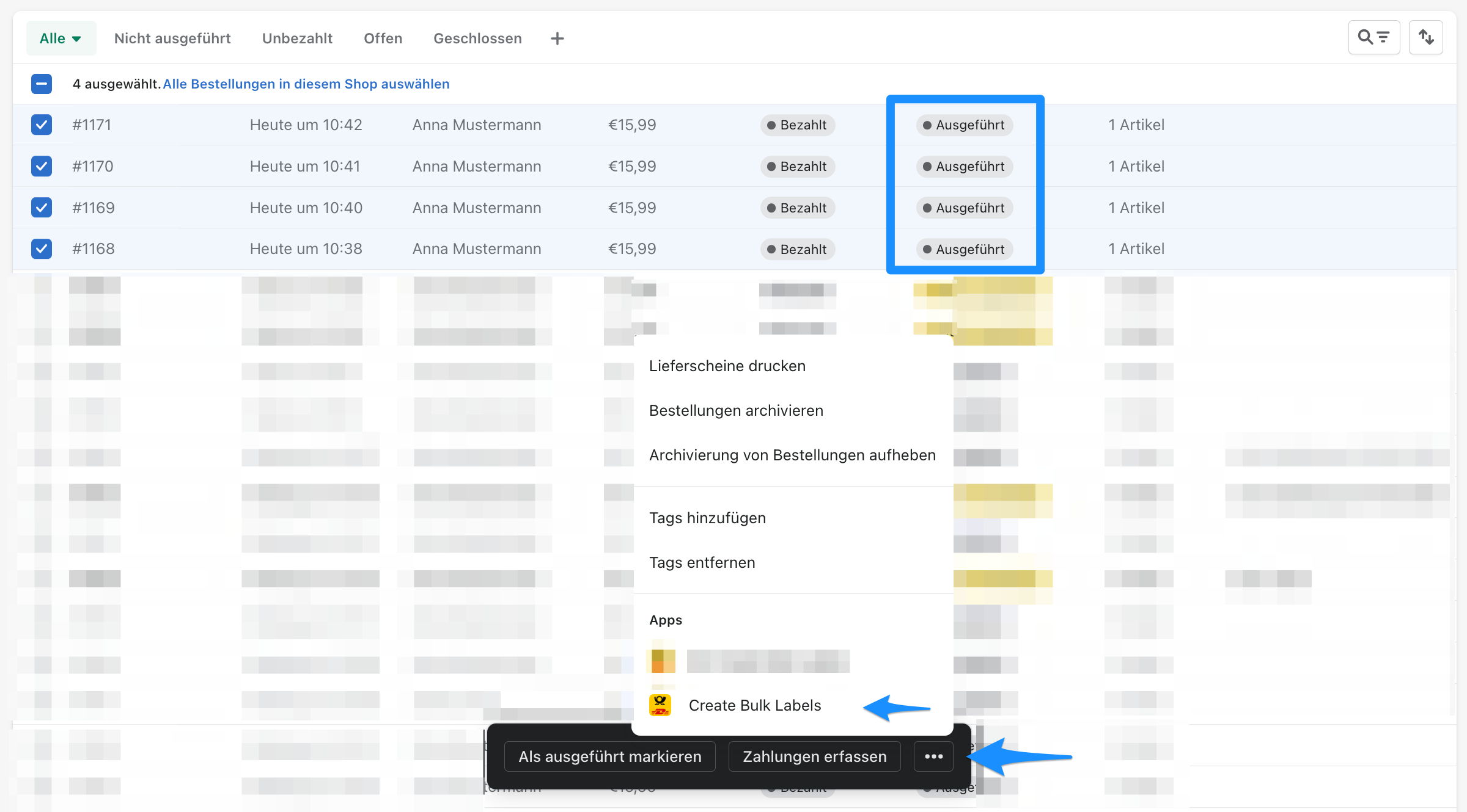 Fulfillments erstellt