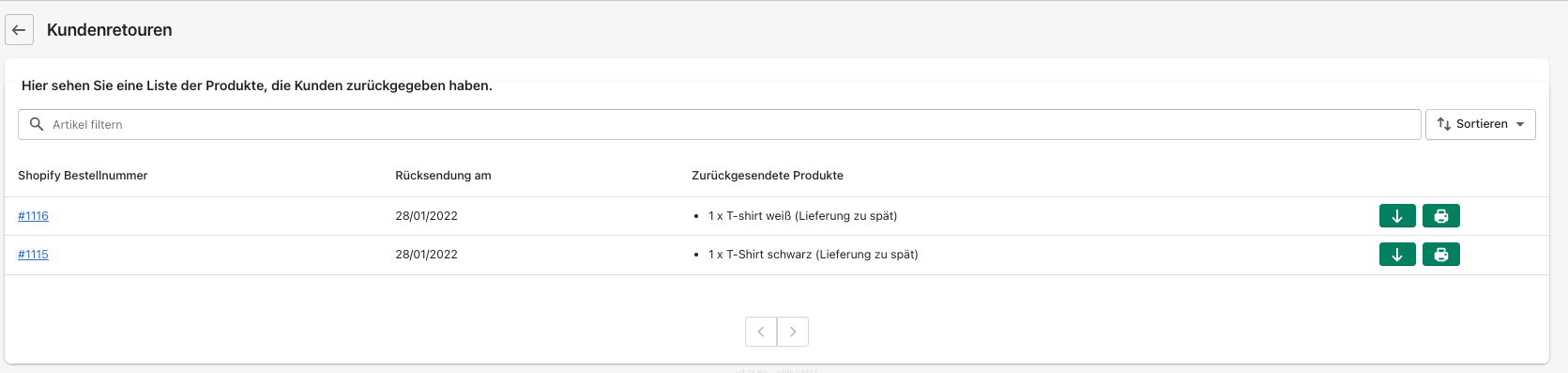 Kundenretouren