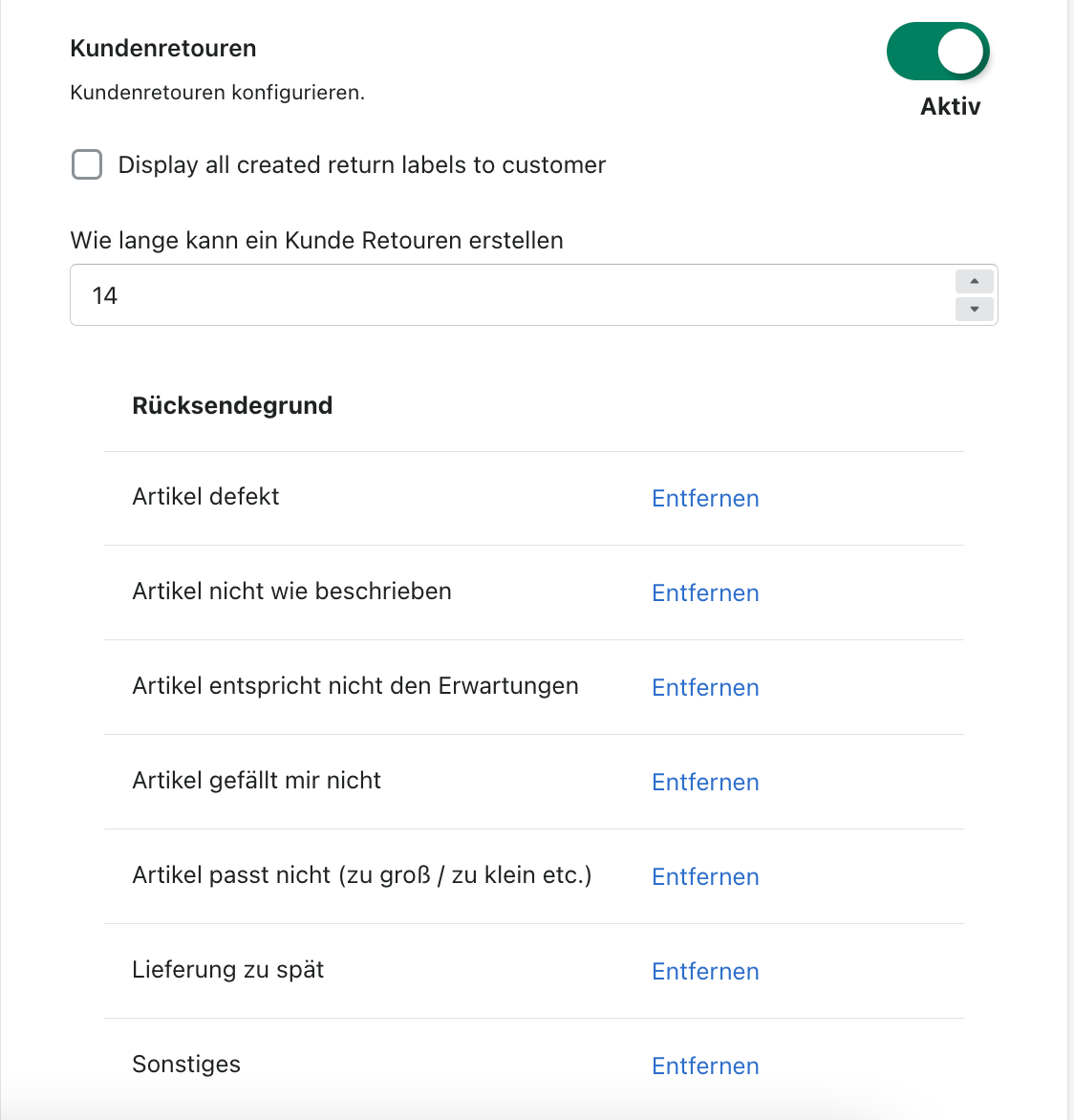 Kundenretouren