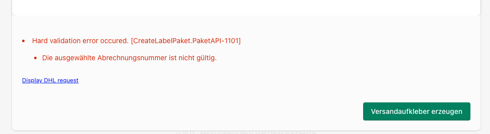 Fehlermeldung
