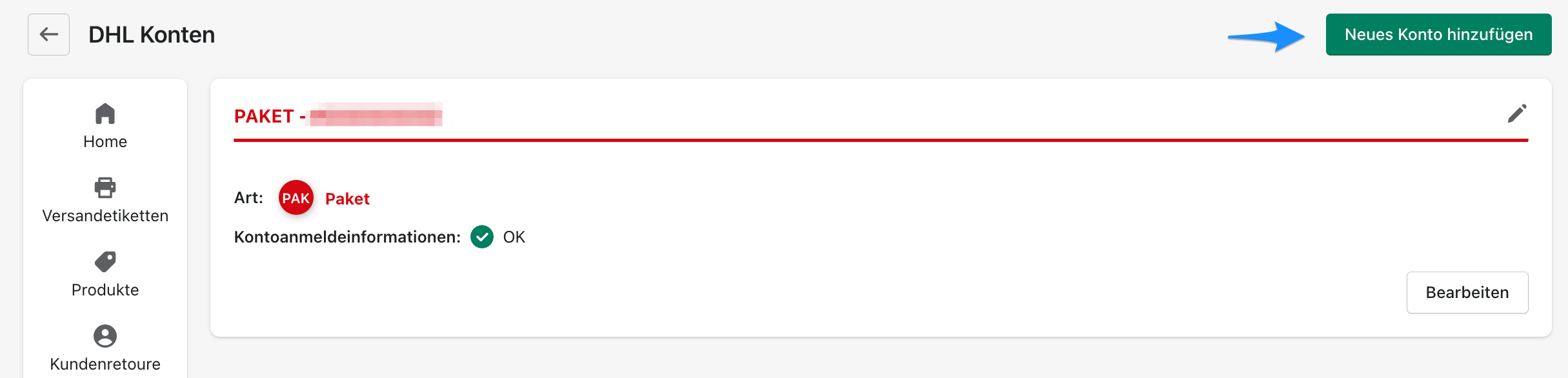 Neues Konto hinzufügen