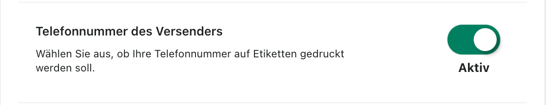Telefonnummer Versender 2 Telefonnummer Versender 2