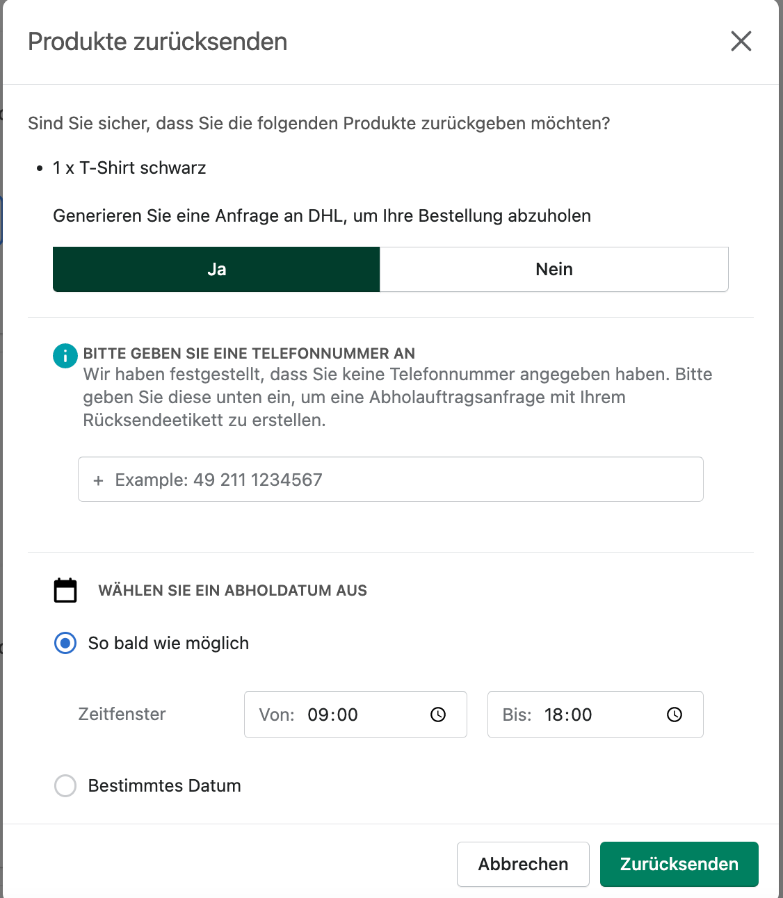 Kundenabholung
