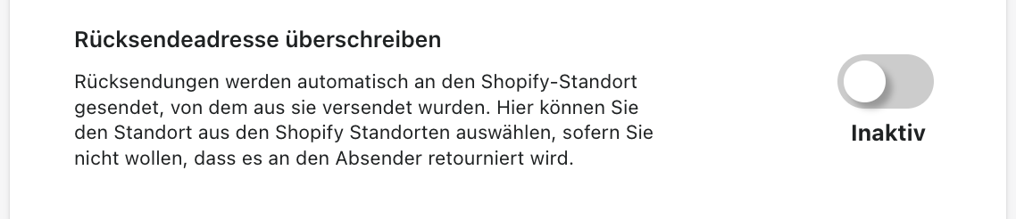 Rücksendeadresse überschreiben Rücksendeadresse überschreiben