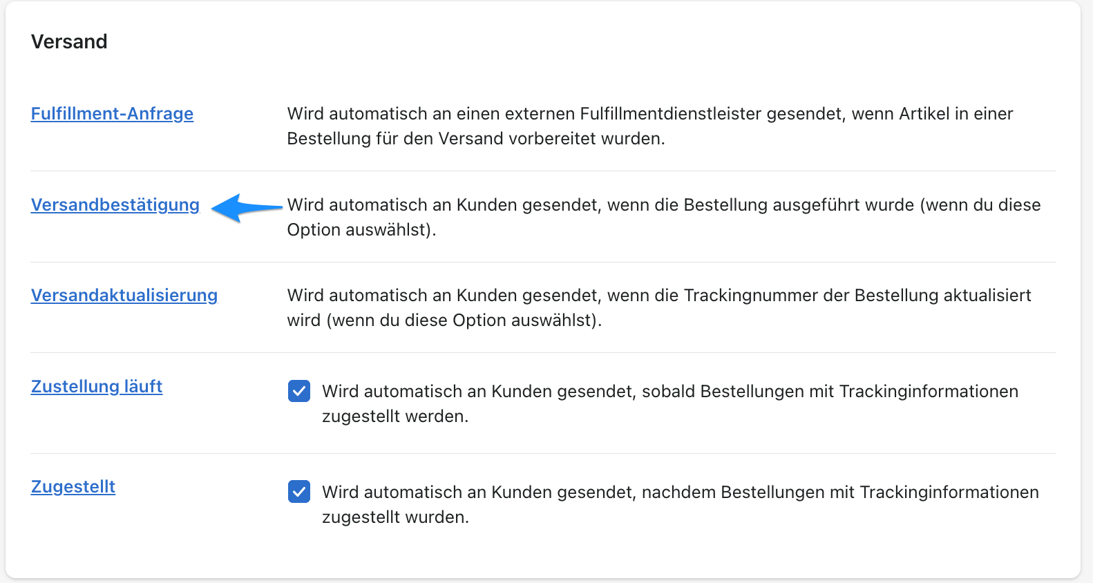 Versandbestätigung