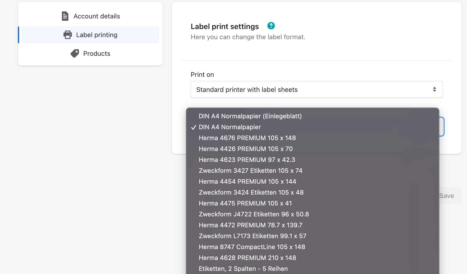 Print settings 3