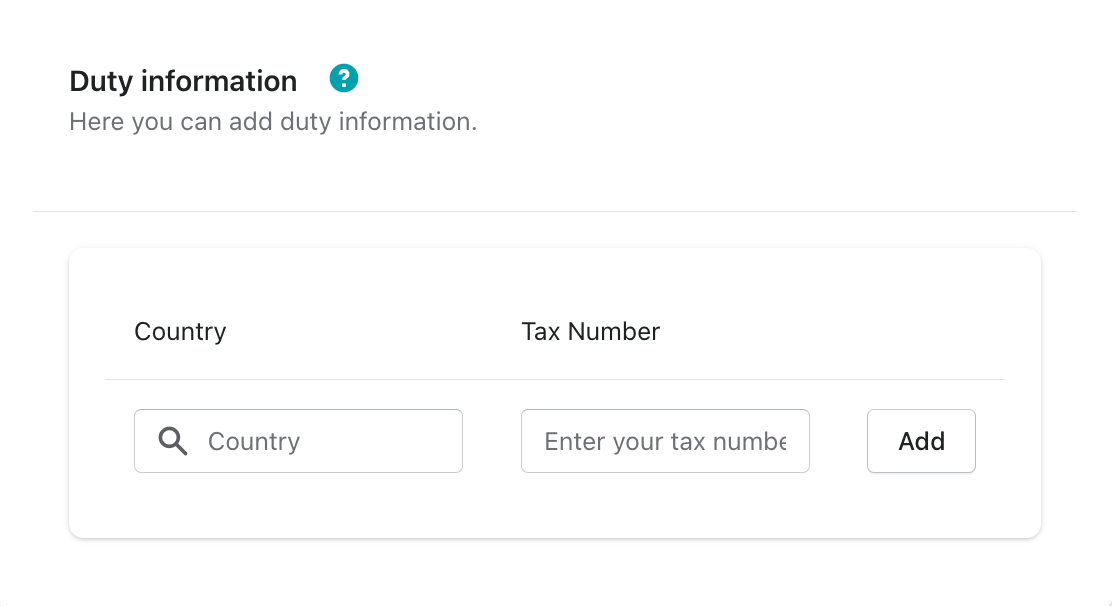 Duty information