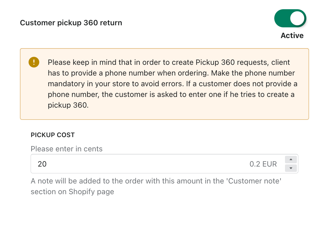 customer Pickup